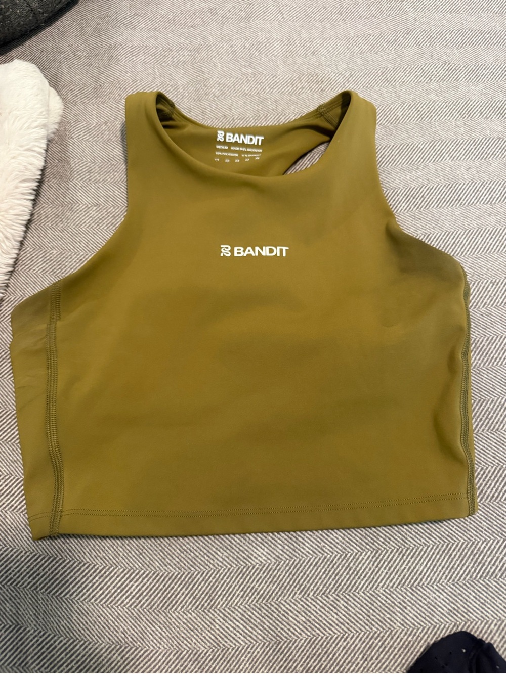 Bandit Olive High-Neck Cropped Active Tank